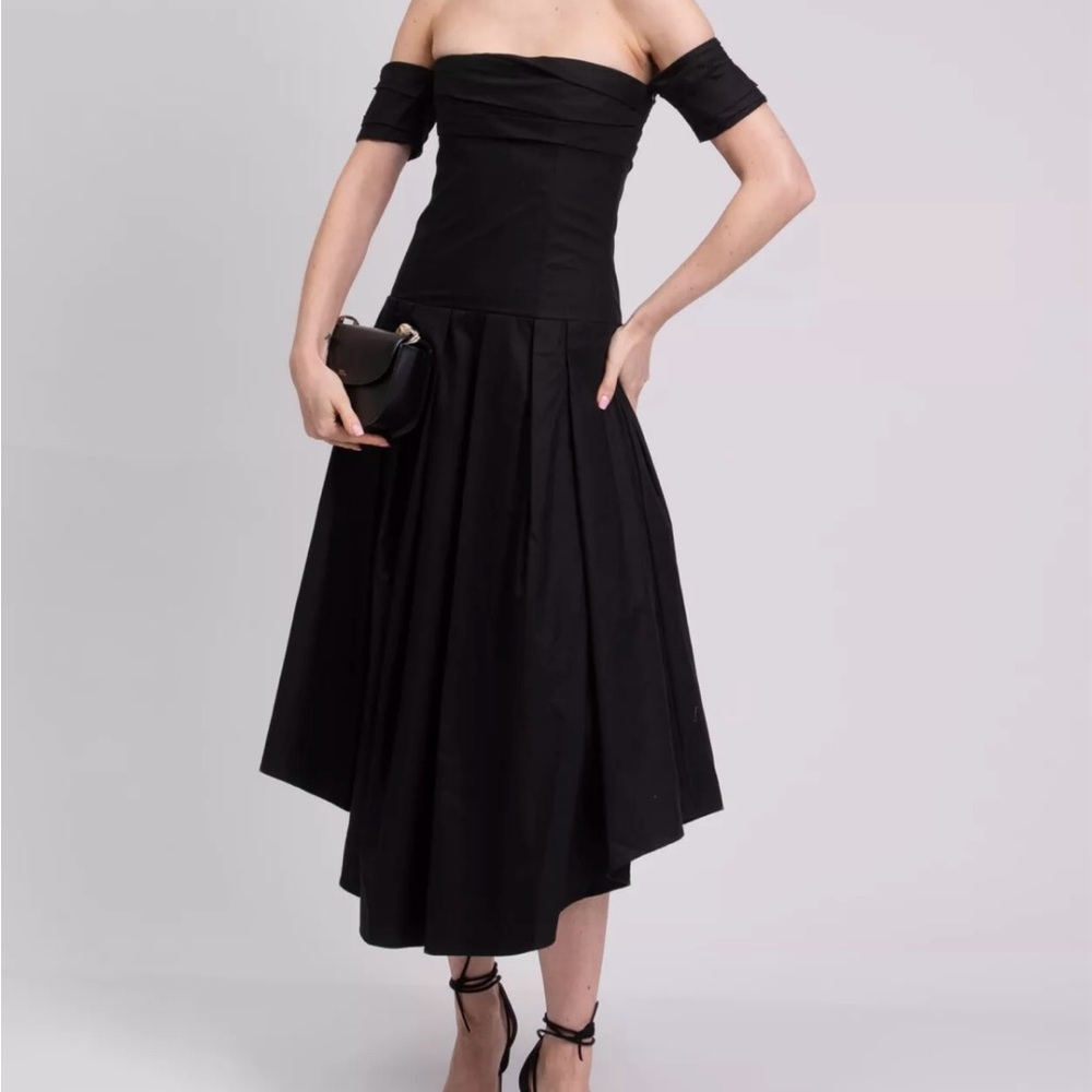 KHAITE Black Off-Shoulder A-Line Cocktail Dress